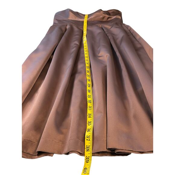 After Six Latte Strapless Satin Tea Length Cocktail Dress - Size 16 - Picture 7 of 13